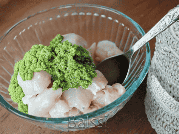 مواد اولیه فینگر فود مرغ با سس پستو | بالسی