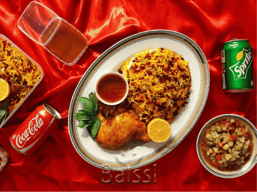 زرشک پلو با مرغ، سالاد شیرازی و نوشابه | بالسی